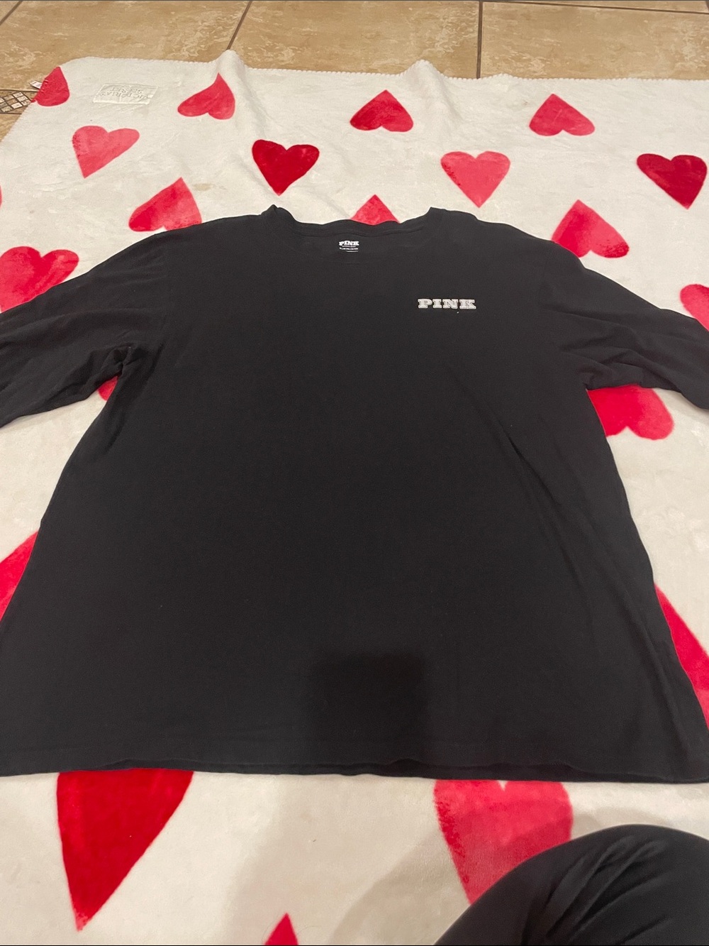 PINK Victoria's Secret Black Long-Sleeve Logo Tee